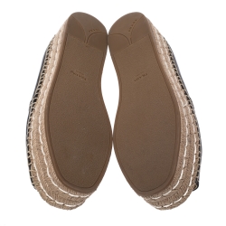 Pre Owned Prada Black Leather Open Toe Platform Espadrilles Size 38