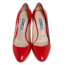 Pre Owned Prada Red Patent Leather Pumps Size 37