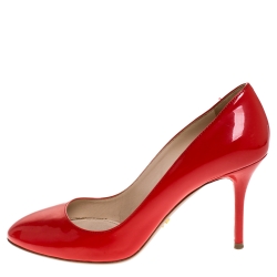 Pre Owned Prada Red Patent Leather Pumps Size 37