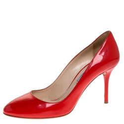 Pre Owned Prada Red Patent Leather Pumps Size 37