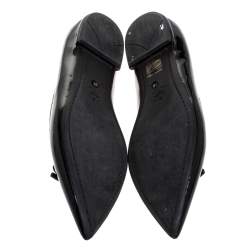 Pre Owned Prada Black Patent Leather Bow Pointed Toe Ballet Flats Size 38