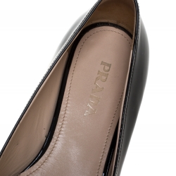 Pre Owned Prada Black Patent Leather Bow Pointed Toe Ballet Flats Size 38