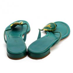مملوكة مسبقًا Prada Turquoise Thong Flat Sandals Size 38