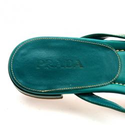 مملوكة مسبقًا Prada Turquoise Thong Flat Sandals Size 38
