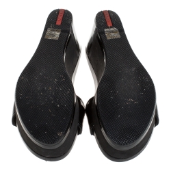 Prada Sport Black Canvas and Leather Wedge Slides Size 38.5