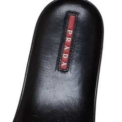 Prada Sport Black Canvas and Leather Wedge Slides Size 38.5