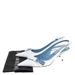 Pre Owned Prada White Patent Leather Bow Pointed Pointed Toe Slingback Sandals Size 39