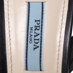 Pre Owned Prada Black Leather Crystal Embellished Flower Ankle Strap Sandals Size 39.5