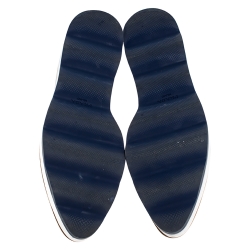 Pre Owned Prada Metallic Silver Brogue Leather Wave Wingtip Espadrille Platform Derby Sneakers Size 38.5