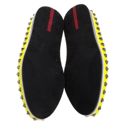 Pre Owned Prada Yellow Leather Studded Slip On Sneakers Size 37