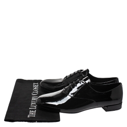 Pre Owned Prada Black Patent Leather Oxford Round Toe Flats Size 38.5