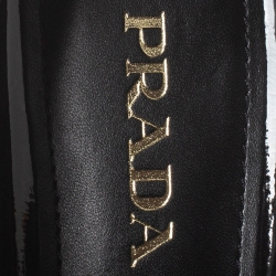 Pre Owned Prada Black Patent Leather Oxford Round Toe Flats Size 38.5