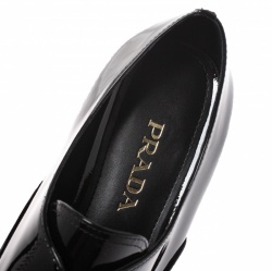 Pre Owned Prada Black Patent Leather Oxford Round Toe Flats Size 38.5