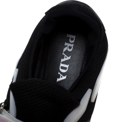 Pre Owned Prada Monochrome Mesh Cloudbust Low Top Sneakers Size 40.5