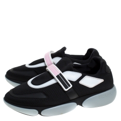 Pre Owned Prada Monochrome Mesh Cloudbust Low Top Sneakers Size 40.5