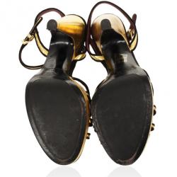 Pre Owned Prada Black & Gold Strappy Sandals Size 41