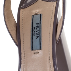 Pre Owned Prada Purple Patent Leather Open Toe Ankle Strap Platform Sandals Size 37.5