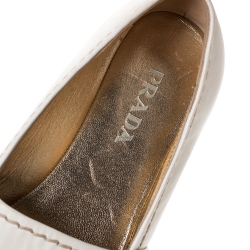 Pre Owned Prada Ivory Leather Open Toe Platform Espadrilles Size 37