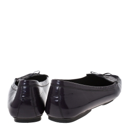 Pre Owned Prada Purple Patent Leather Bow Loafer Ballet Flats Size 38