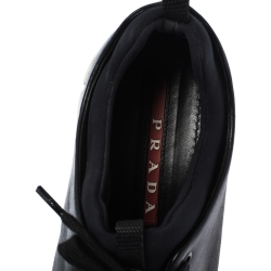 Pre Owned Prada Black Leather Platform Derby Sneakers Size 38