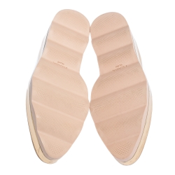 Pre Owned Prada Metallic Gold Brogue Leather Wave Wingtip Platform Derby Sneakers Size 37.5