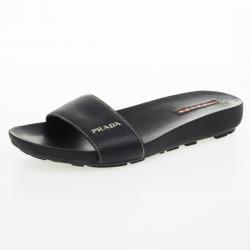 مملوكة مسبقًا Prada Sport Black Flat Slides Size 37.5