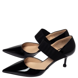 Pre Owned Prada Black Patent Leather And Elastic Mary Jane D'orsay Pumps Size 40