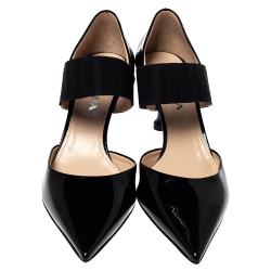 Pre Owned Prada Black Patent Leather And Elastic Mary Jane D'orsay Pumps Size 40