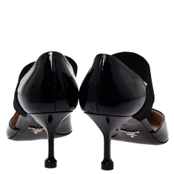 Pre Owned Prada Black Patent Leather And Elastic Mary Jane D'orsay Pumps Size 40