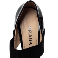 Pre Owned Prada Black Patent Leather And Elastic Mary Jane D'orsay Pumps Size 40