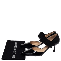 Pre Owned Prada Black Patent Leather And Elastic Mary Jane D'orsay Pumps Size 40
