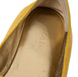 Pre Owned Prada Yellow Leather Crystal Embellished Peep Toe Platform Flat Espadrilles Size 40