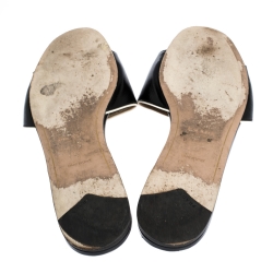 Pre Owned Prada Black Patent Leather Flat Slides Size 39