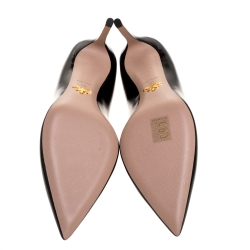 Pre Owned Prada Black Saffiano Patent Leather Pointed Toe Pumps Size 40