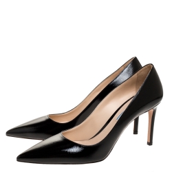 Pre Owned Prada Black Saffiano Patent Leather Pointed Toe Pumps Size 40