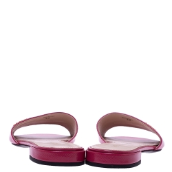 Pre Owned Prada Fuschia Pink Patent Leather Flat Slides Size 39