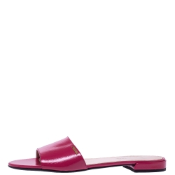 Pre Owned Prada Fuschia Pink Patent Leather Flat Slides Size 39
