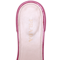Pre Owned Prada Fuschia Pink Patent Leather Flat Slides Size 39