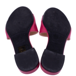 Pre Owned Prada Fuschia Pink Patent Leather Flat Slides Size 39