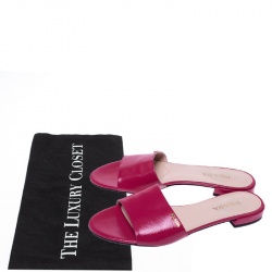 Pre Owned Prada Fuschia Pink Patent Leather Flat Slides Size 39