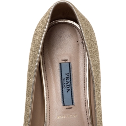 Pre Owned Prada Gold Glitter Smoking Slippers Size 38