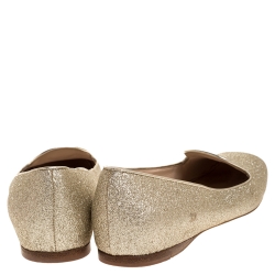 Pre Owned Prada Gold Glitter Smoking Slippers Size 38