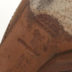 Pre Owned Prada Brown Leather Studded Mules 36.5