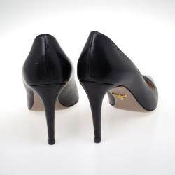 Pre Owned Prada Black Leather Basic Pointed Toe Pumps Size 39.5