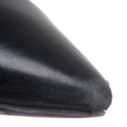 Pre Owned Prada Black Leather Basic Pointed Toe Pumps Size 39.5