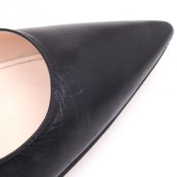 Pre Owned Prada Black Leather Basic Pointed Toe Pumps Size 39.5