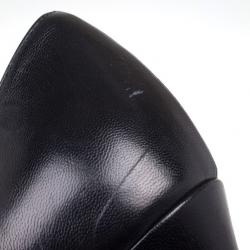 Pre Owned Prada Black Leather Basic Pointed Toe Pumps Size 39.5