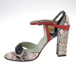 مملوكة مسبقًا Prada Pink Python Embossed Sandals Size 38