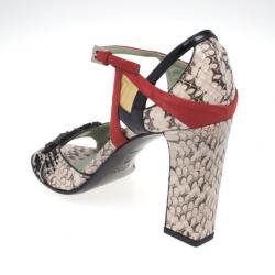 مملوكة مسبقًا Prada Pink Python Embossed Sandals Size 38
