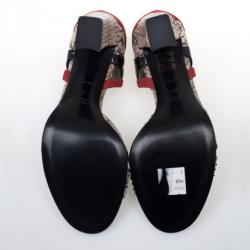 مملوكة مسبقًا Prada Pink Python Embossed Sandals Size 38